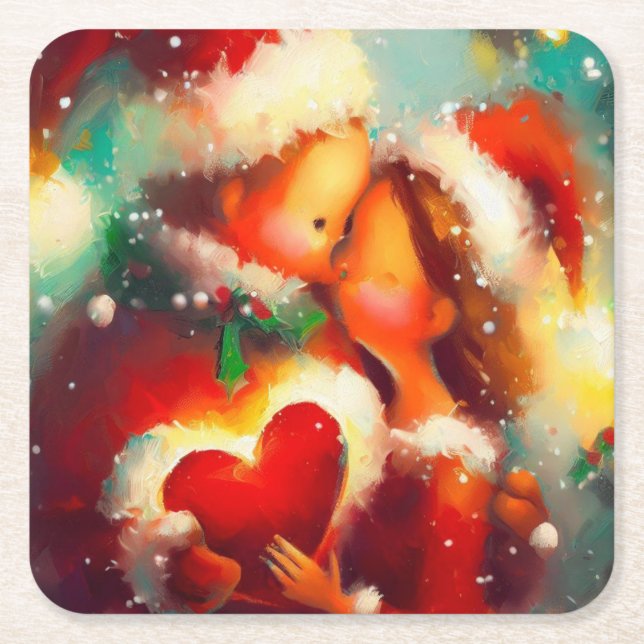 Christmas Love 3 Square Paper Coaster (Front)