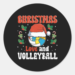 Christmas Love And Volleyball Santa Sports Design Classic Round Sticker