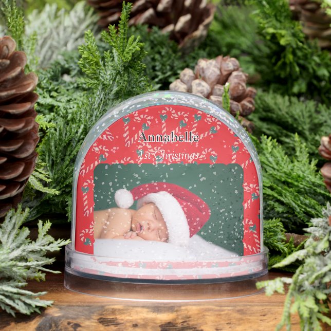 Christmas Love Candy Canes Baby Photo Snowglobe (Winter)