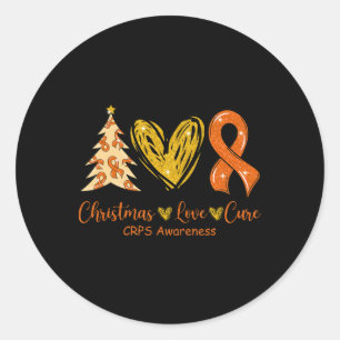 Christmas Love Cure Orange Ribbon Crps Awareness X Classic Round Sticker