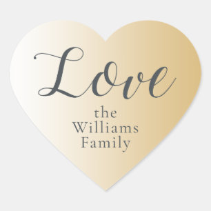Christmas Love Custom Name Shiny Gold Ombre Heart  Sticker