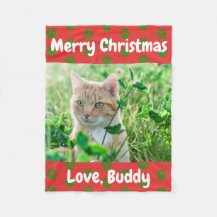 Christmas Love Dog Cat Dad Mum Custom Pet Photo Fleece Blanket