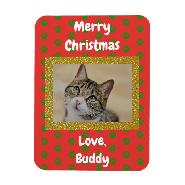 Christmas Love Dog Cat Mum Dad Custom Pet Photo Magnet (Vertical)