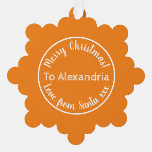 Christmas Love From Santa Orange Tree Decoration Card