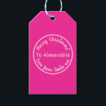 Christmas Love From Santa Personalised Hot Pink Gift Tags<br><div class="desc">This is a personalised love from Santa, Christmas design. It has a cute typography design in trending hot pink with white stylish script typography. It has the message “To Alexandria Merry Christmas! Love from Santa xxx”. To personalise, simply add your loved one's name by using the personalise this text box....</div>