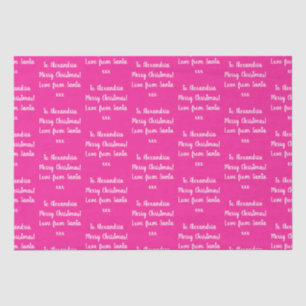 Christmas Love From Santa Personalised Hot Pink Tissue Paper