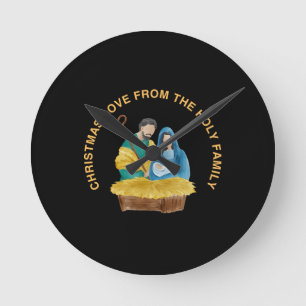 CHRISTMAS LOVE FROM THE HOLY FAMILY ROUND CLOCK