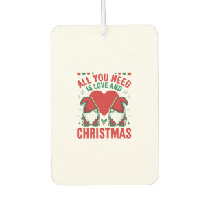 Christmas Love Heart Santa Gnome Design Car Air Freshener