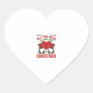 Christmas Love Heart Santa Gnome Design Sticker