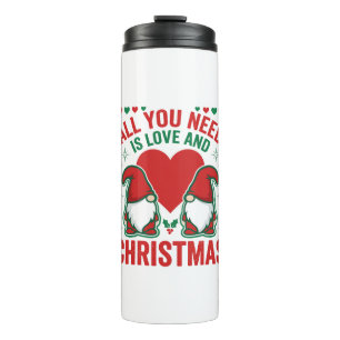 Christmas Love Heart Santa Gnome Design Thermal Tumbler