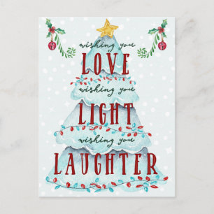 Christmas Love Light Laughter Holiday Tree Postcard