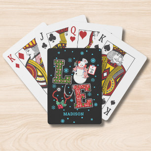 Christmas Love Nurse Cute Medical Snowman Name Playing Cards
