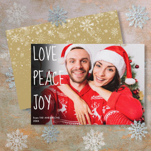Christmas Love Peace Joy Modern Photo Holiday Card