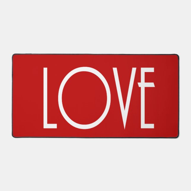 Christmas Love Red Background Holiday Doormat Desk Mat (Front)