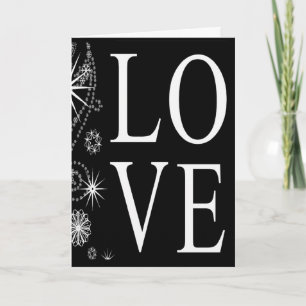 Christmas Love Snowflakes Black White Holidays Holiday Card