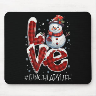 Christmas Love Snowman Lunch Lady Life Fun Xmas Co Mouse Pad