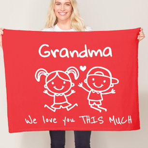 Christmas Love You Grandma Fun Graphic Gift Fleece Blanket