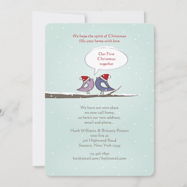 Christmas Lovebirds Holiday Card/New Address Card (Front)