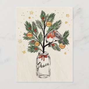 Christmas Lovebirds Peace Postcard