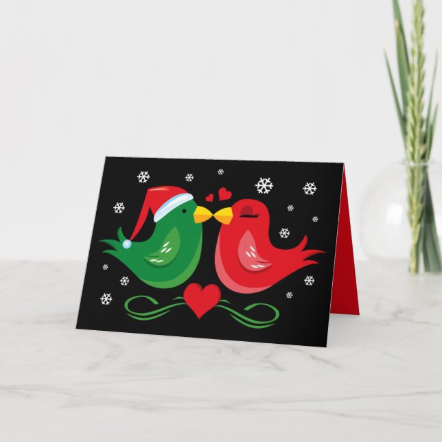 Christmas Lovebirds Personalised Card (Front)