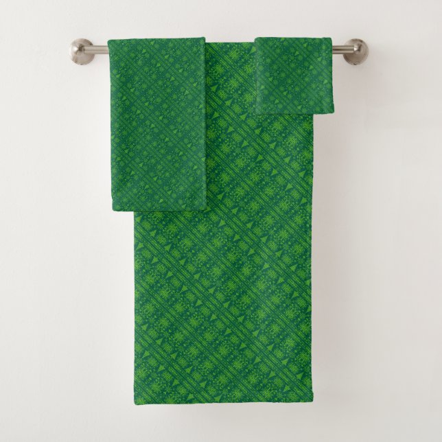 Christmas Lover Cross Pattern Sampler Design Bath Towel Set (Insitu)