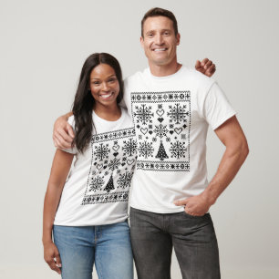 Christmas Lover Cross Pattern Sampler Design T-Shirt