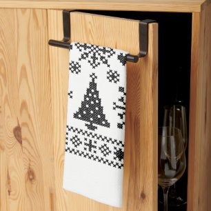 Christmas Lover Cross Pattern Sampler Design Tea Towel