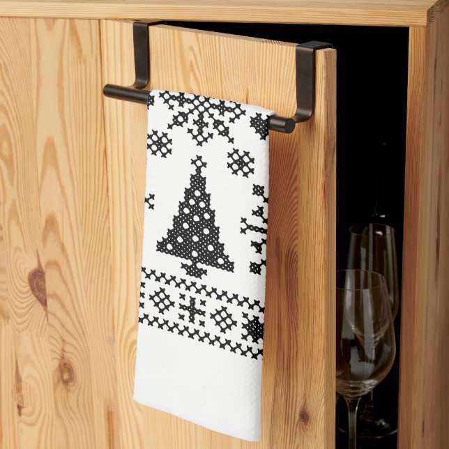 Christmas Lover Cross Pattern Sampler Design Tea Towel (Thirds Fold)