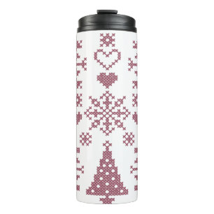 Christmas Lover Cross Pattern Sampler Design Thermal Tumbler