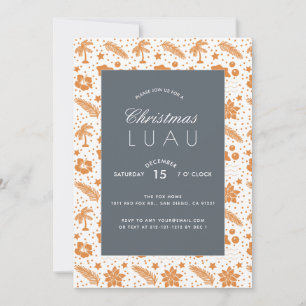 Christmas Luau Party Orange x  Navy Invitation