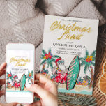 Christmas Luau Tropical Santa Invitation Card<br><div class="desc">Designed for our Christmas Luau Party collection,  this customisable Invitation Card features Santa Claus,  Christmas golden snowfall,  tropical floral & decorative fonts. Matching items available.</div>