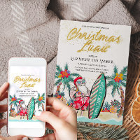 Christmas Luau Tropical Santa Invitation Card