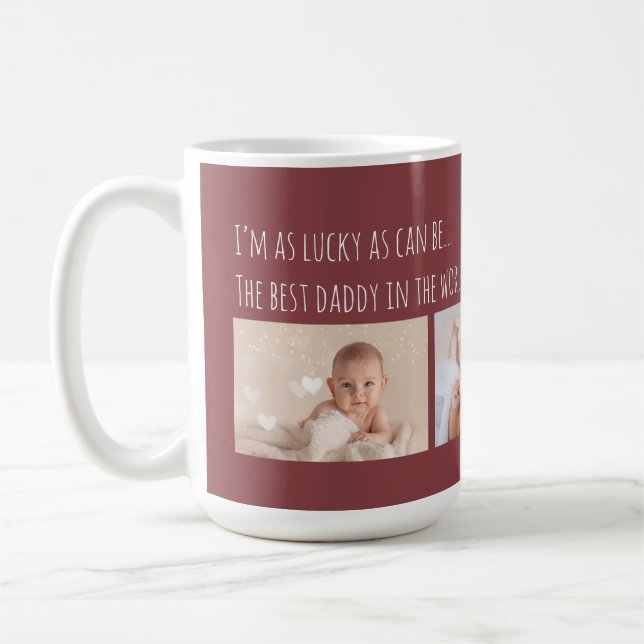 Christmas Lucky Me Best Daddy Photos Customised Coffee Mug (Left)
