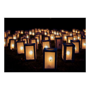 Christmas Luminaries at Night Poster