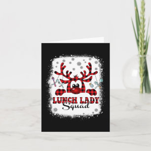 Christmas Lunch Lady Squad Reinder Buffalo Plaid X Card