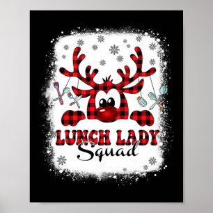 Christmas Lunch Lady Squad Reinder Buffalo Plaid X Poster