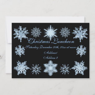 Christmas luncheon blue snowflakes invitation