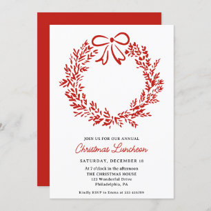 Christmas Luncheon Fancy Wreath Holiday Invitation