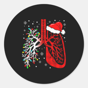 Christmas Lung Lights Resratory Therast Holiday Classic Round Sticker