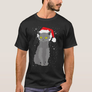 Christmas Lykoi Cat Santa Hat Xmas Kittens Lovers T-Shirt