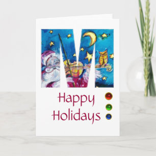 CHRISTMAS M LETTER / INSPIRED SANTA MONOGRAM HOLIDAY CARD