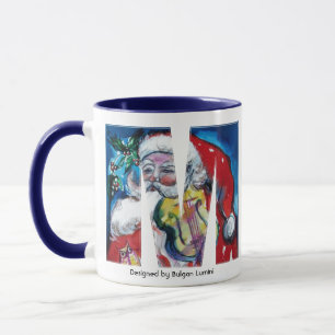 CHRISTMAS M LETTER / SANTA  WITH VIOLIN MONOGRAM MUG