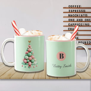 Christmas Macaron Trees Custom Name and Message Two-Tone Coffee Mug