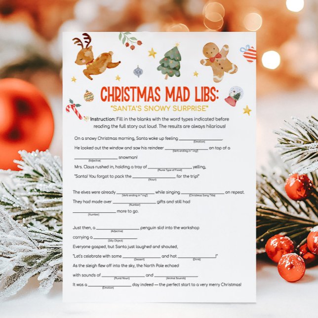 Christmas Mad Libs Game Holiday Card (Christmas Party Games )