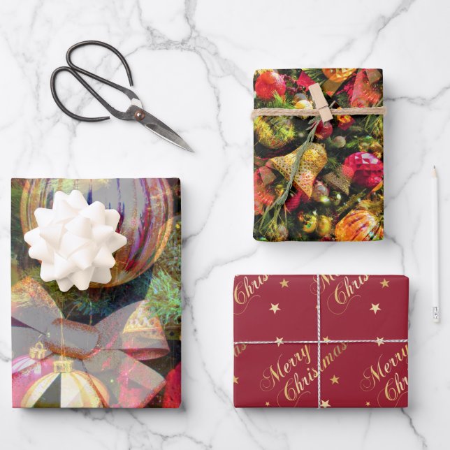 Christmas Magic Colourful Festive Holiday Wrapping Wrapping Paper Sheet (Front)