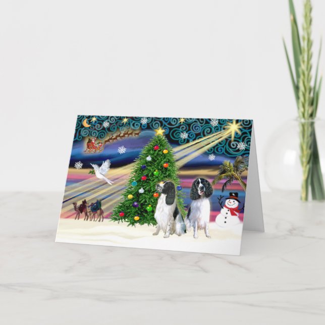 Christmas Magic English Springers (two) Holiday Card (Front)