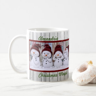 Christmas Magic Four Cute Snowmen Happy Holidays  Coffee Mug