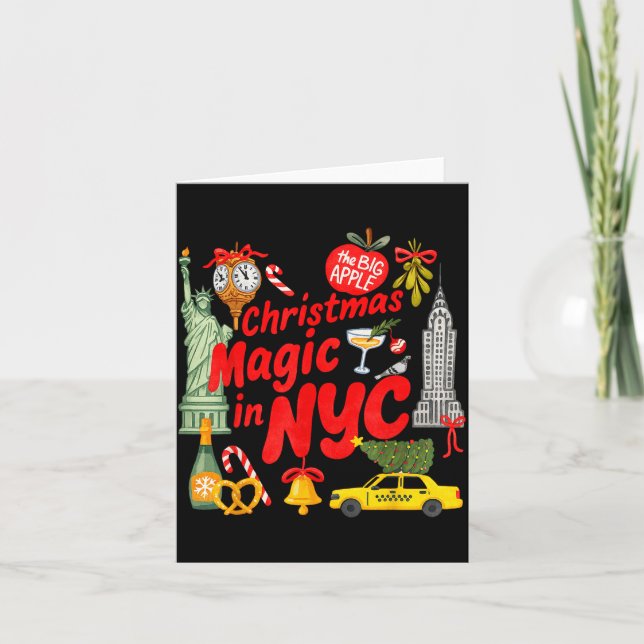 Christmas Magic In Nyc Festive Holiday New York  Card (Front)