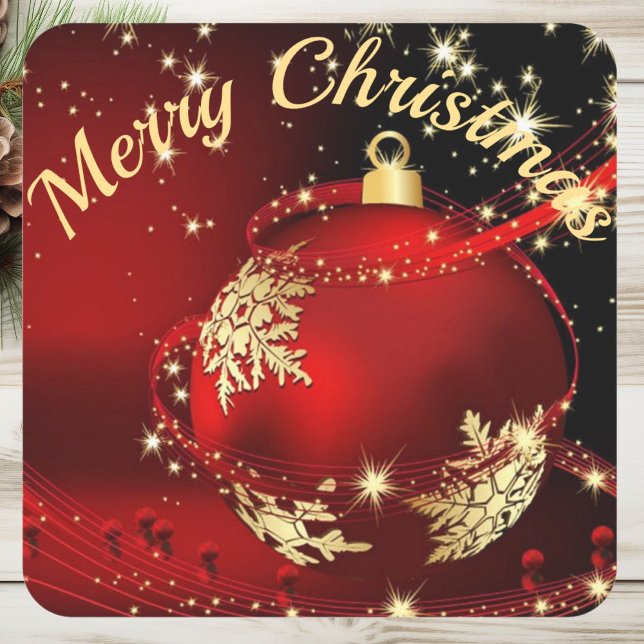 Christmas Magic in Red Card Envelope Square Sticker (Creator Uploaded)