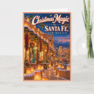 Christmas Magic in Santa Fe New Mexico Vintage Card